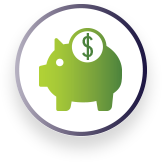 Icon of a piggy bank depicting savings.